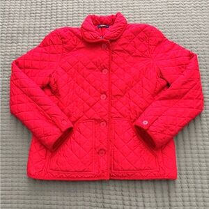 Vintage Chaps Bold Red Quilted Puffer Button Up Jacket Size PL Petite Large